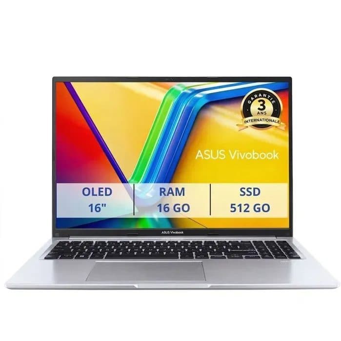 Pack ASUS : PC Portable VivoBook 16 OLED M1605 : Sans Windows - 16.0" WUXGA - AMD Ryzen 5 150 - RAM 16Go - 512Go SSD + Chargeur 65W — photo 1